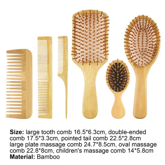 Comfortable Grip Hair Comb No Odor Bamboo Narrow-Tooth Scalp Comb for Bathroom