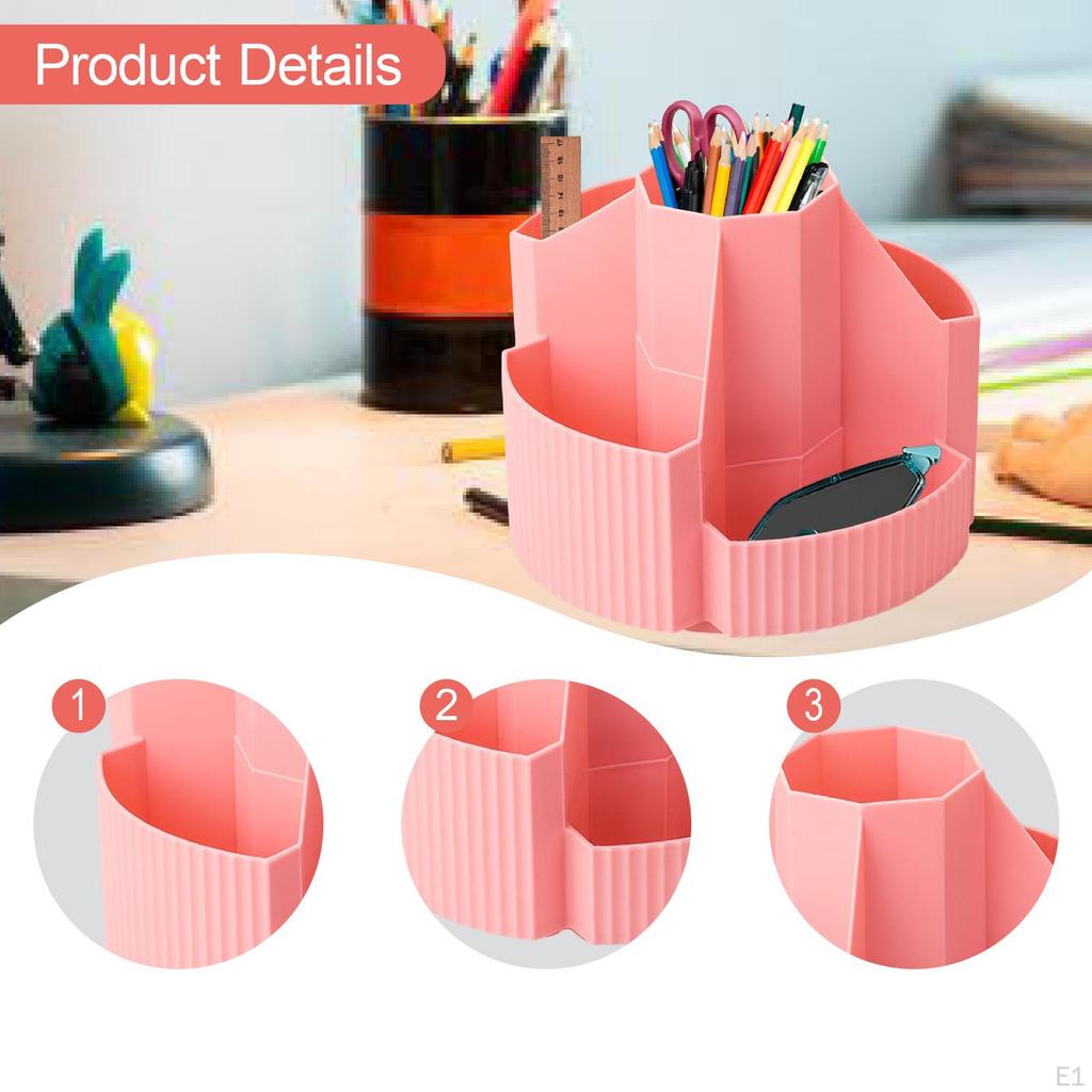 Pencil Holder, Rotating Pen Desk Organizer, Marker PP Material Container, Five
