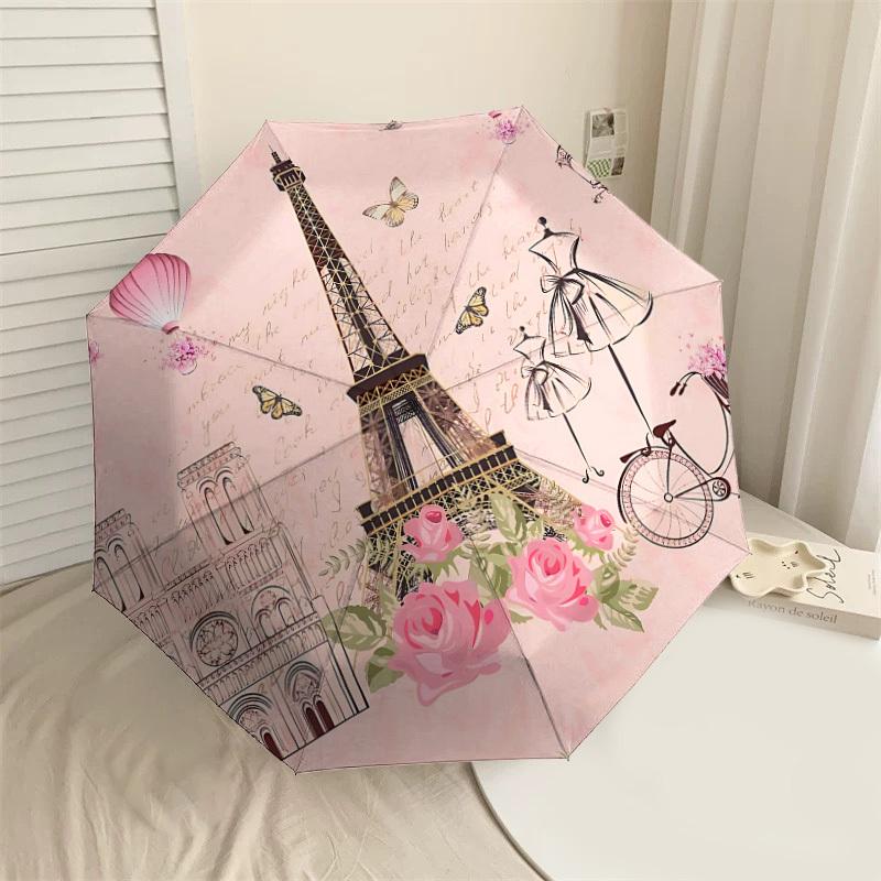 

1PC Paris Fashion Umbrella-8-Rib Reinforced, Automatic Open, Lightweight & Durable, Cute Fashion Accessory for Outdoor-P2627