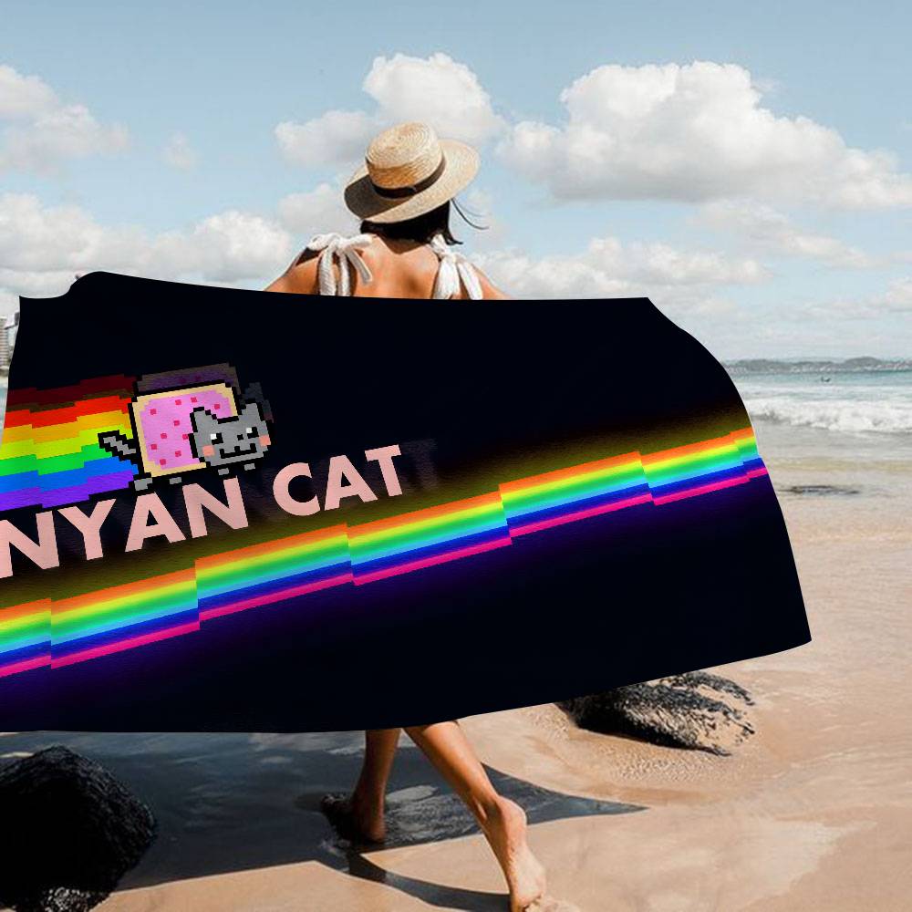 Cartoon N-Nyan Cats Cute Microfiber Printed Beach Towel Mountain Climbing Yoga Beach Swimming Running Absorbent Soft Towel
