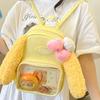 Japanese Ins Cake Cake Pain Bag Cartoon Large Capacity Plush Backpack Bag Female Sweet Transparent Bar Student Backpack