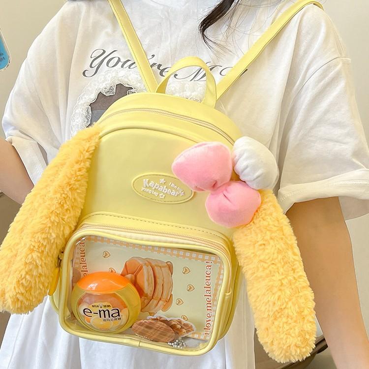 Japanese Ins Cake Cake Pain Bag Cartoon Large Capacity Plush Backpack Bag Female Sweet Transparent Bar Student Backpack
