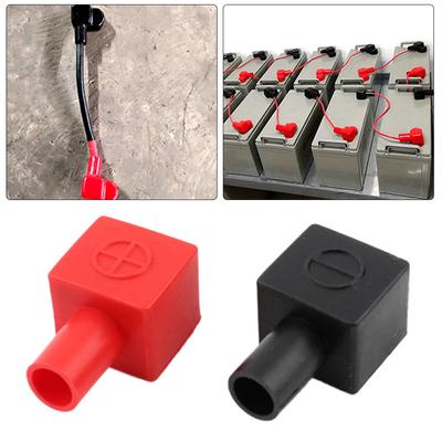2Pcs Universal Square Motorcycle Car Battery Terminals Rubber Covers Battery Terminals Protection Sleeve Positive Negative Pole Cover