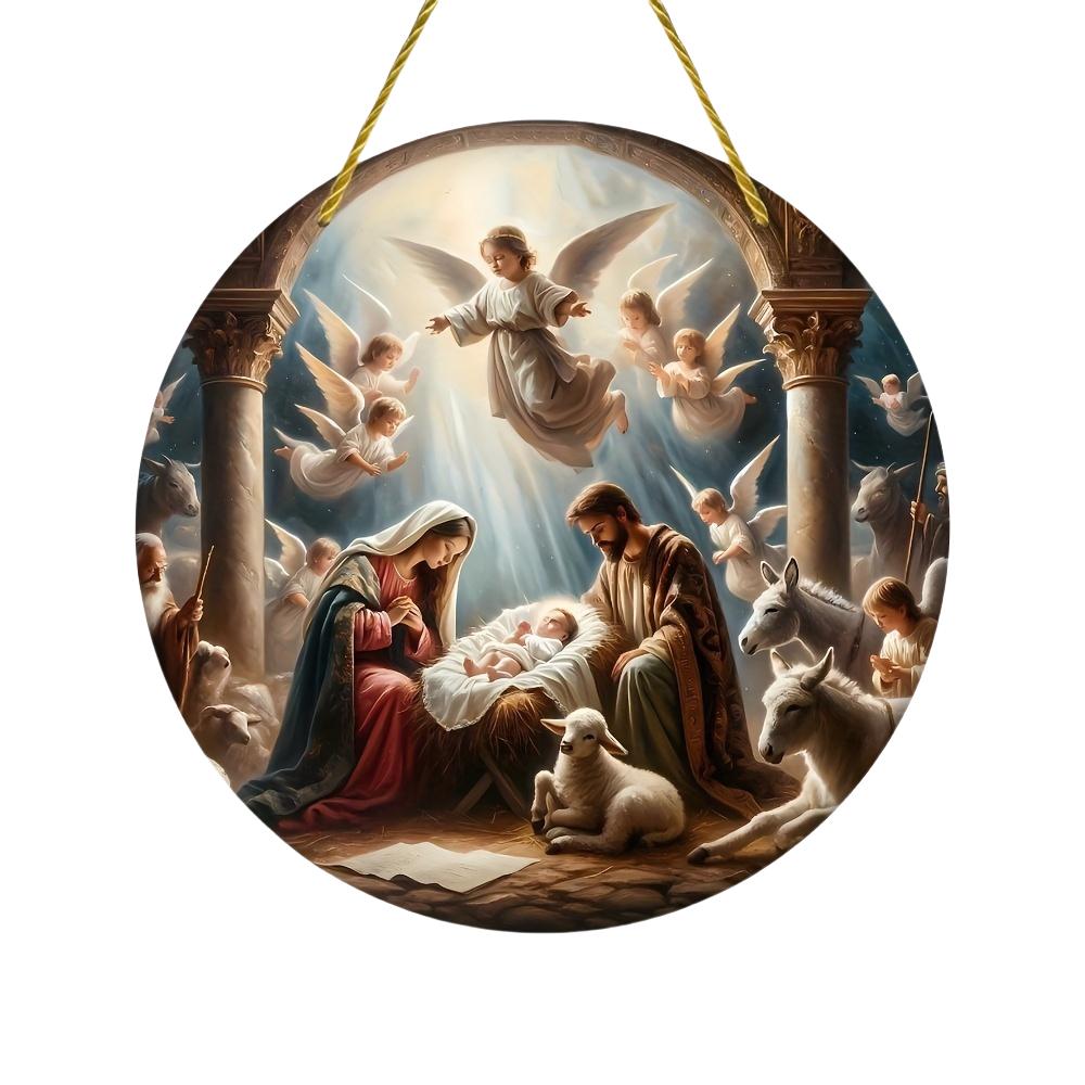 Art Deco Acrylic Religious Jesus Sun Catcher,Wall Hanging Decorative Sign for Home & Garden, Multipurpose Religious Theme Plaque
