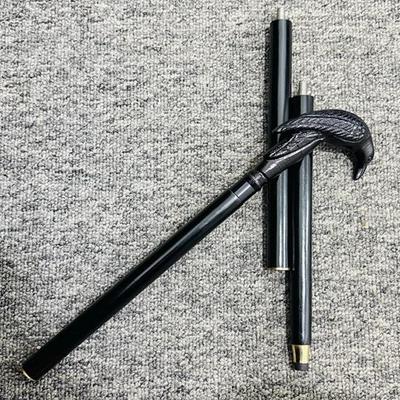 Antika Siyah Pirinç Karga Başı Saplı Paslanmaz Çelik Taktiksel Yürüyüş Bastonu