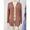 Fall Winter Women's Solid Color Ribbed Brushed Pocket Cardigan Long Sleeve Jacket, Leisure Foreign Trade for Europe America
