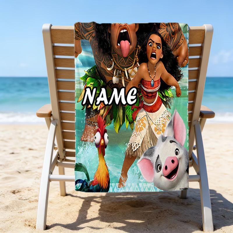 1pc Princess3 Beach Towel with Custom Name, Beach/Swimming/Bath/Picnic/Camping Towel, Suitable for Seaside Beaches
