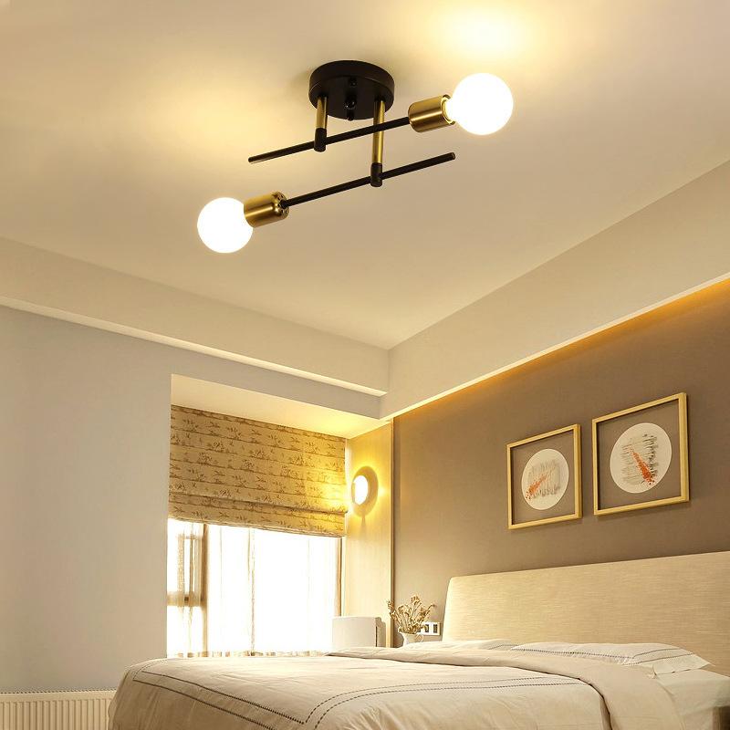 Nordic Wrought Iron Ceiling Light, Double Headed Bedroom Light, Hallway Light, Modern Study Entrance LED Ceiling Light