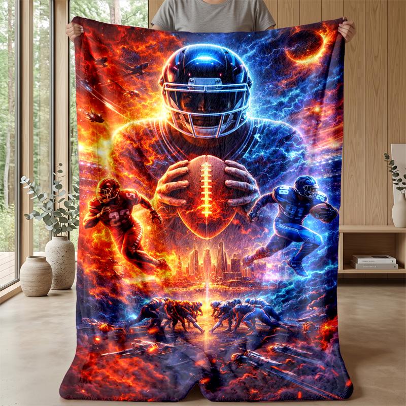 Sci-Fi Football Battle Theme blanket Lightweight Warm Flannel Blanket Decorative Throw Blanket for Home Decoration