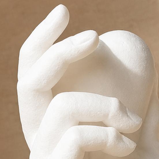 Handheld Heart Statue Hand Holding 3D Printed Figurine, Modern Minimalist Sculptural Desk Decor, Romantic Black White Home Decor Accent for