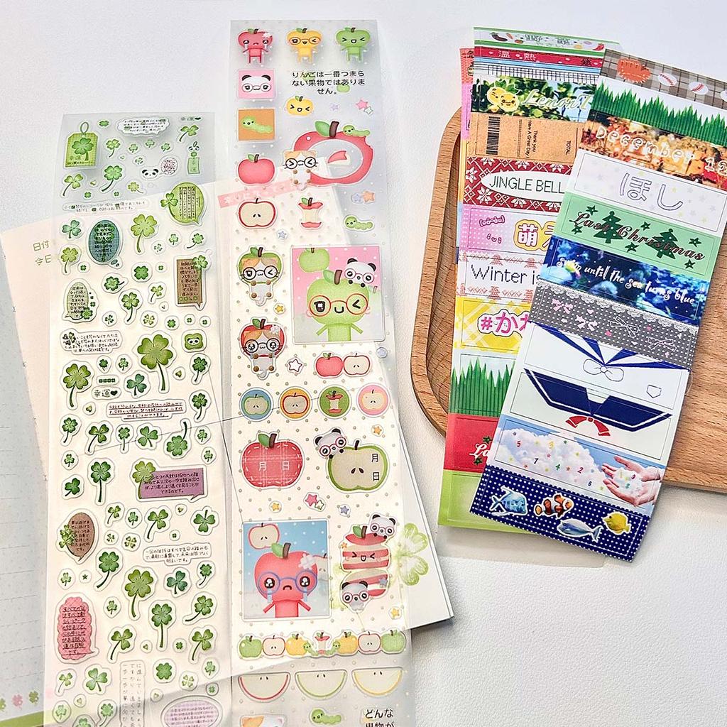 Four-Leaf Clover Vintage Pet Sticker Tape Decorative Stickers for Scrapbooking Cute Washi Tape Suitable for Craft Albums