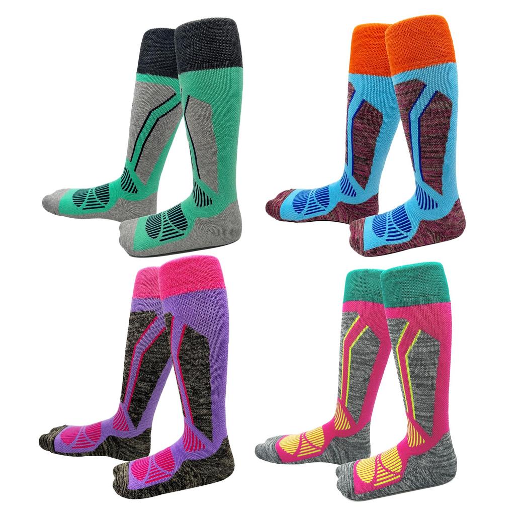 Hazako Snø Lange Sokker for Menn og Tykke og Varme for og Utendørs og Pakke med 4 Sokker, Kvinner, Snowboarding, Ski, Fotturer, Aktiviteter, Unisex,