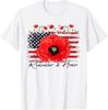 Memorial Day Remember Honor Patriotic USA Flag Flower Women T-Shirt