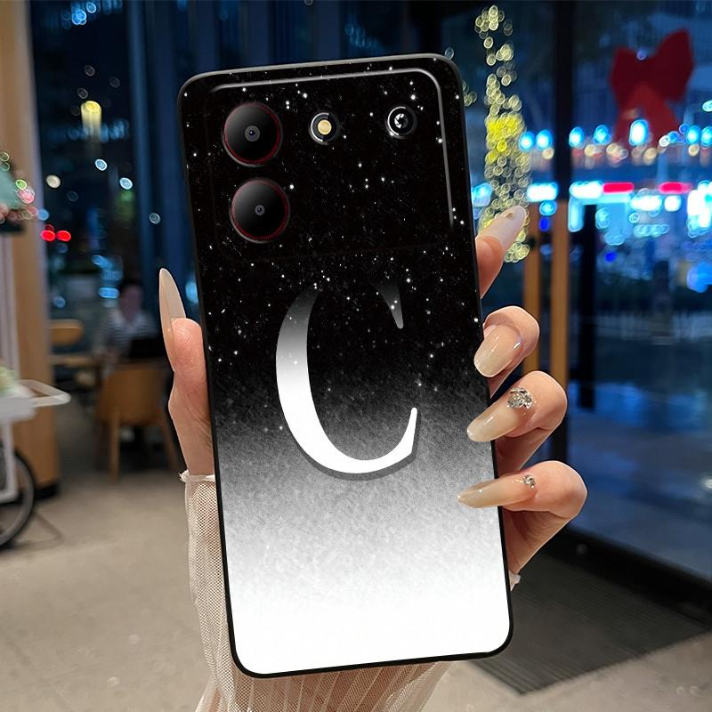 Case For ZTE Blade A54 4G Soft Silicone Black Shell ZTE Blade A54 4G Beautiful Letter Starry Sky Pattern Anti-scratch Cover