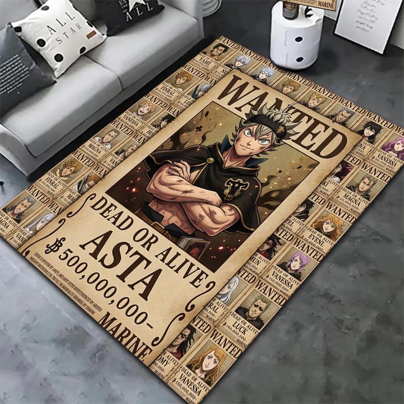 Black Clover Carpet Rug For Living Room Bedroom Home Sofa Decoration Kids Play Nonslip Floor Mat