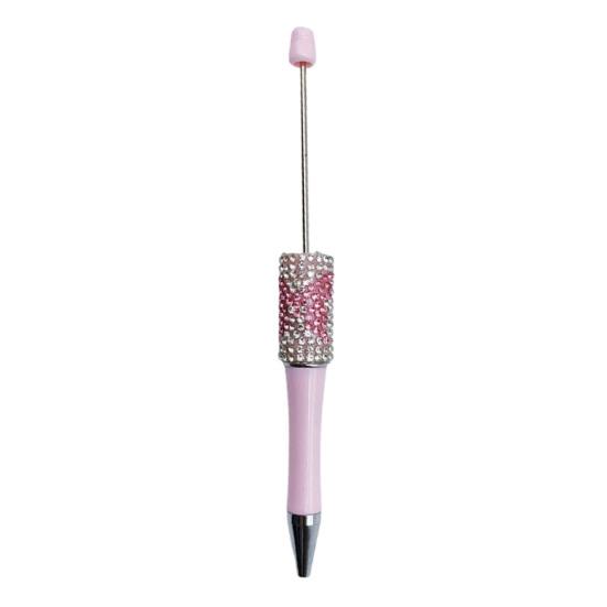 Decorative Beaded Pen Diamond Beadable Pens, Bling Rhinestone DIY Plastic Bead Pen, Crystal Cute Shaft Black Ink Ballpoint Pens for Decorations Office