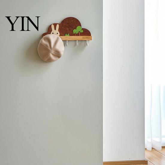 Adhesive Wall Hooks Solid Wood Key Holder with 5 Hooks, Decorative Mounted for Leashes Rack, Space Saving Organizer Entryway Kitchen And Office Rack