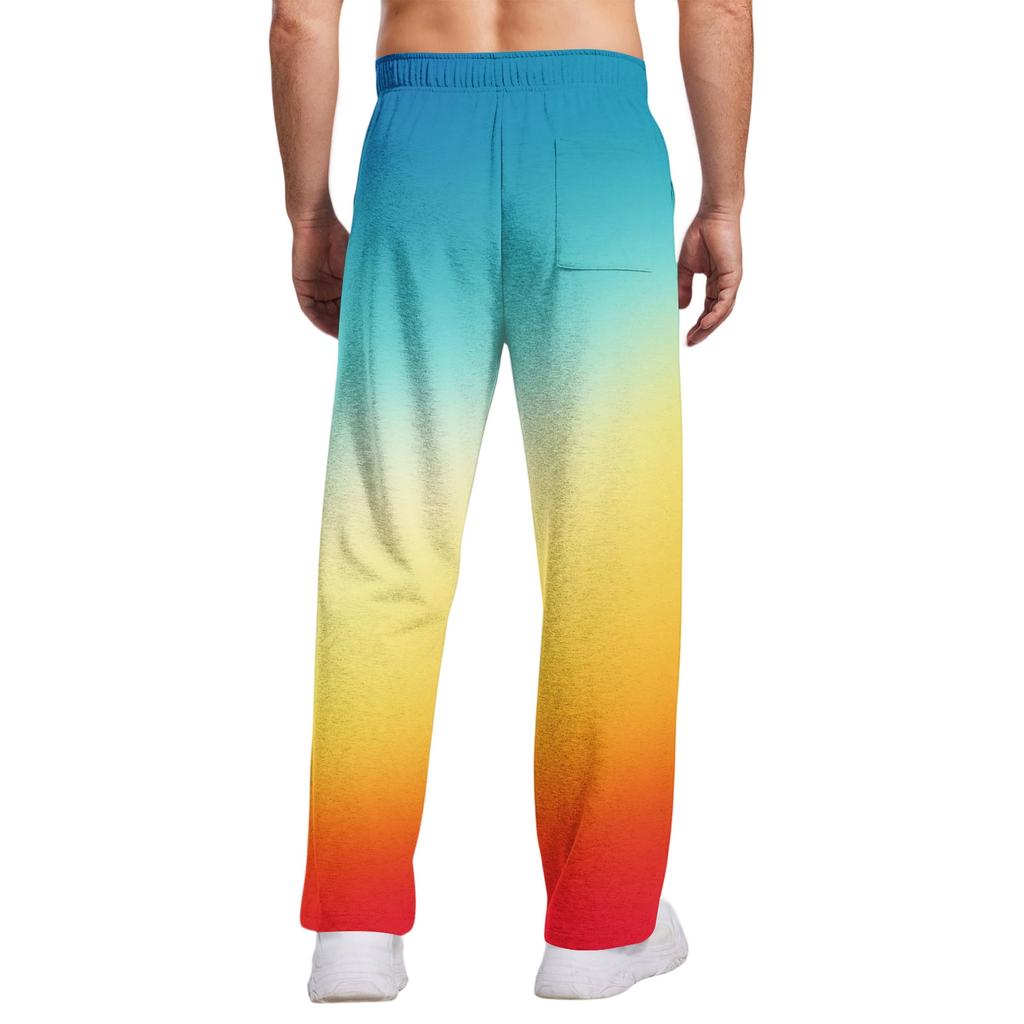 Herren Krawatte, Farbverlauf Freizeithose mit Taschen | Locker gerades Bein, Elastischer Bund mit Kordelzug für den täglichen und lässigen Gebrauch