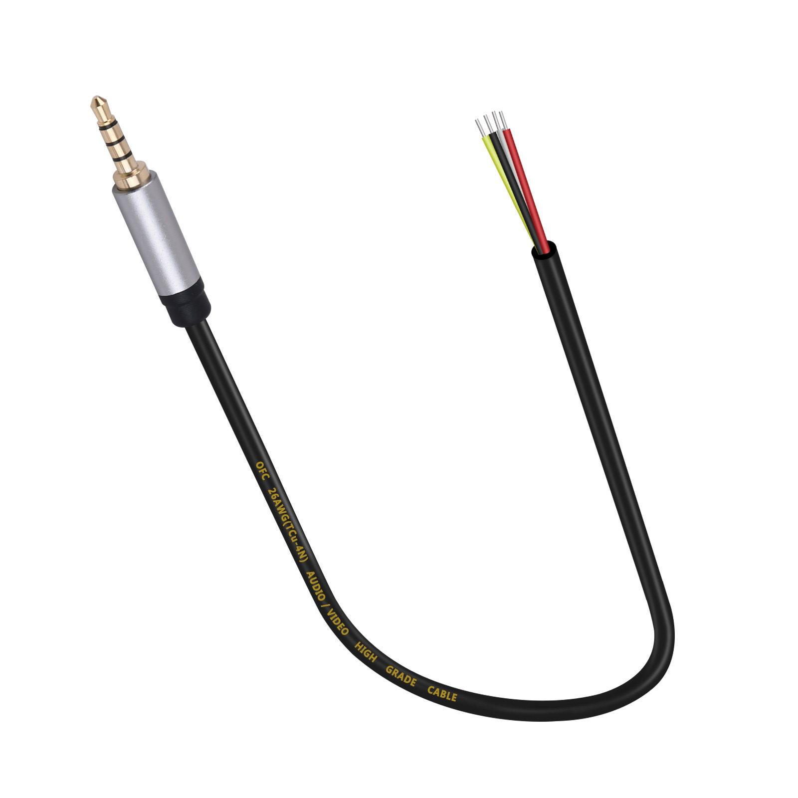 

Кабель с разъемом 3,5 мм типа «папа» и оголенными проводами, штекер TRRS 1/8 дюйма 4-контактный к кабелю с оголенным концом для ремонта наушников и микрофона