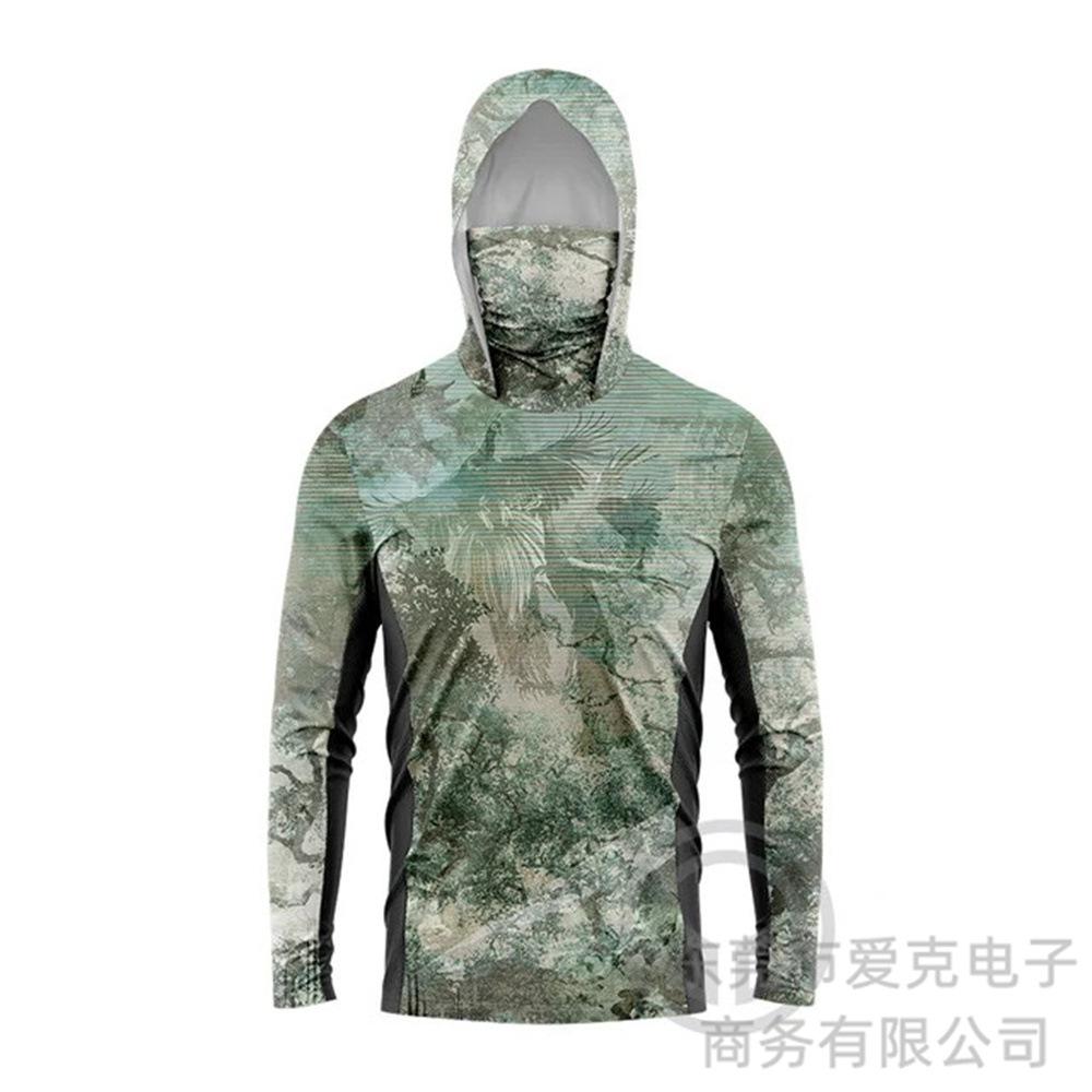 Fishing Suit Men's Summer Outdoor Fishing Suit Hooded with Mask Fishing Shirt Quick Drying Breathable Sunscreen