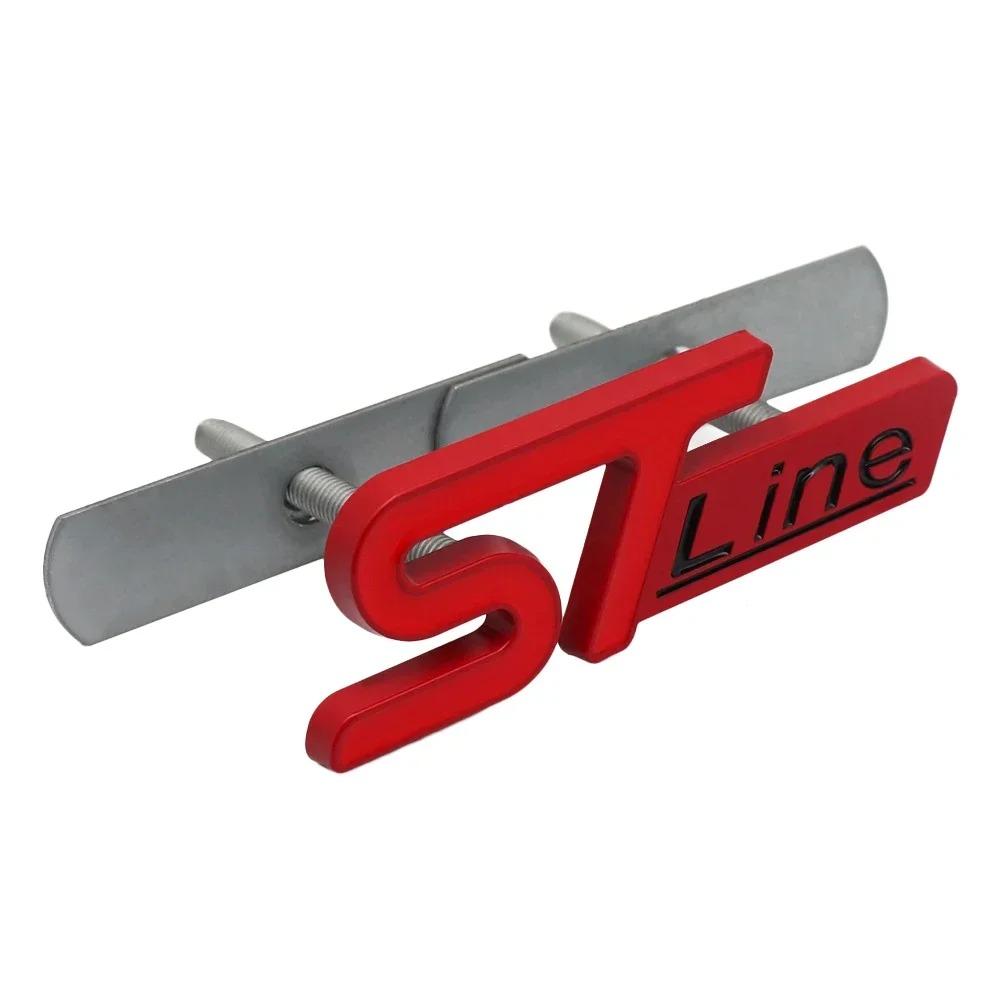 ISPN4 3D Metal ST Line Logo Car Front Grille Emblem Rear Trunk Sticker Badge Decals for Ford ST Fiesta Focus Mondeo Kuga Ranger