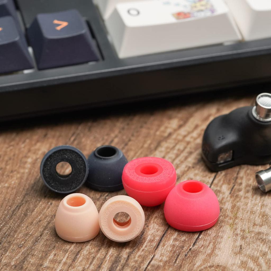 HiFiGo SeeAudio X Zeos Render Earbuds with Memory Foam Silicone Eartips for Comfort and Isolation in-Ear Monitor Earphones (Red-L (3 Pairs))