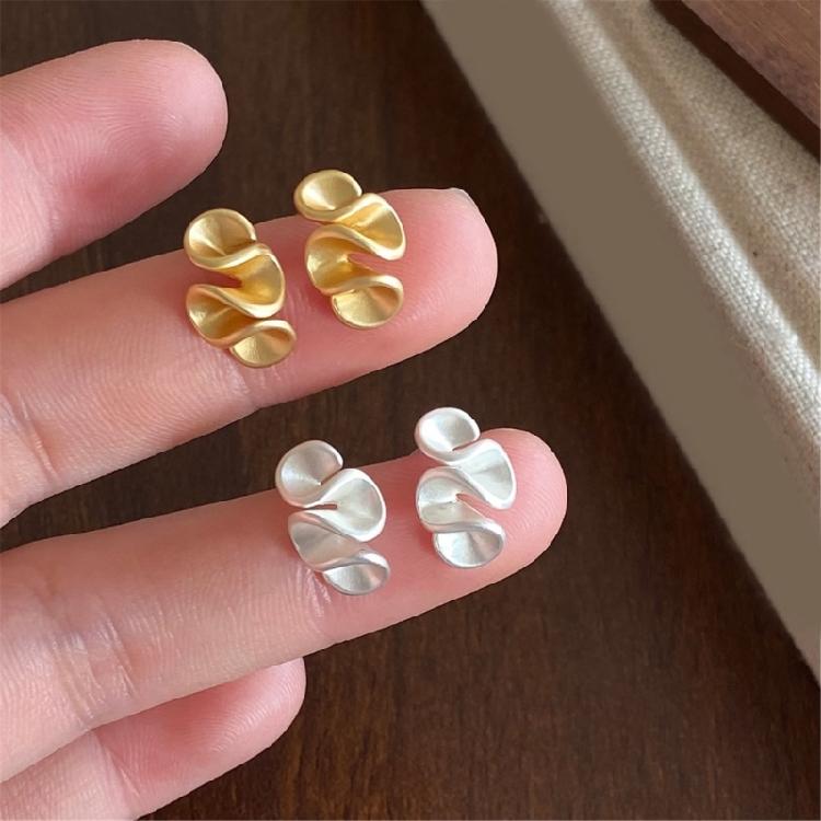 Elegant Ruffle Themed Studs Earrings Fashion Earring Delicate Ear Jewelry Ears Studs Copper Texture for Daily and Party