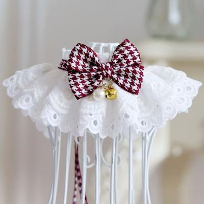 Guler de Animale de Companie cu Margine de Dantelă Decorativă Modă Bavete de Animale de Companie Eșarfă Coroană Realizată Manual Accesorii pentru Exterior