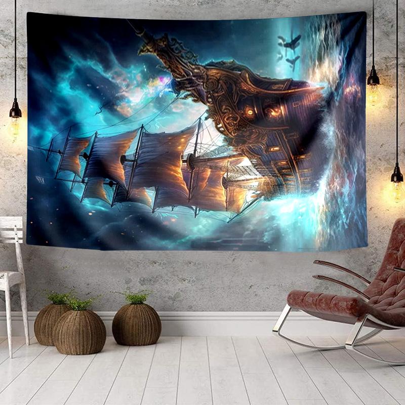 Pirate Ship Adventure Tapestry Room Decoration Wall Hanging for Living Room Bedroom, dormitory, Birthday and Christmas gifts