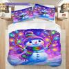 Snowman Pattern Bedding Quilt Set Quilt Cover Pillowcase Home Decoration Birthday Gift (1 * duvet cover + 2 * pillowcase, without core)