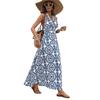 2026 Women's Summer Beach Halter Print Long Dress - Backless, Sleeveless, and Perfect for Vacation.