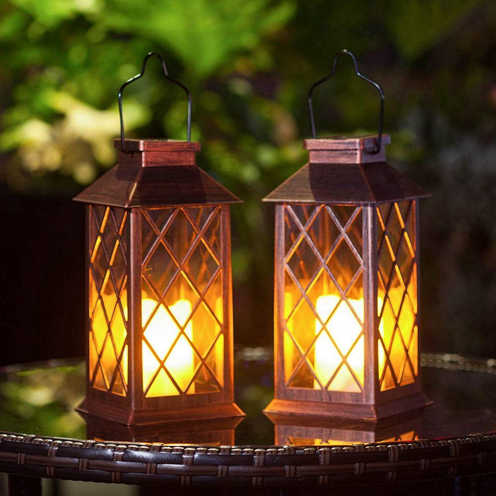 Yard Garden Decoration Flickering Hanging Flameless Fairy Lamp Solar Lanterns Mason Jar Night Light