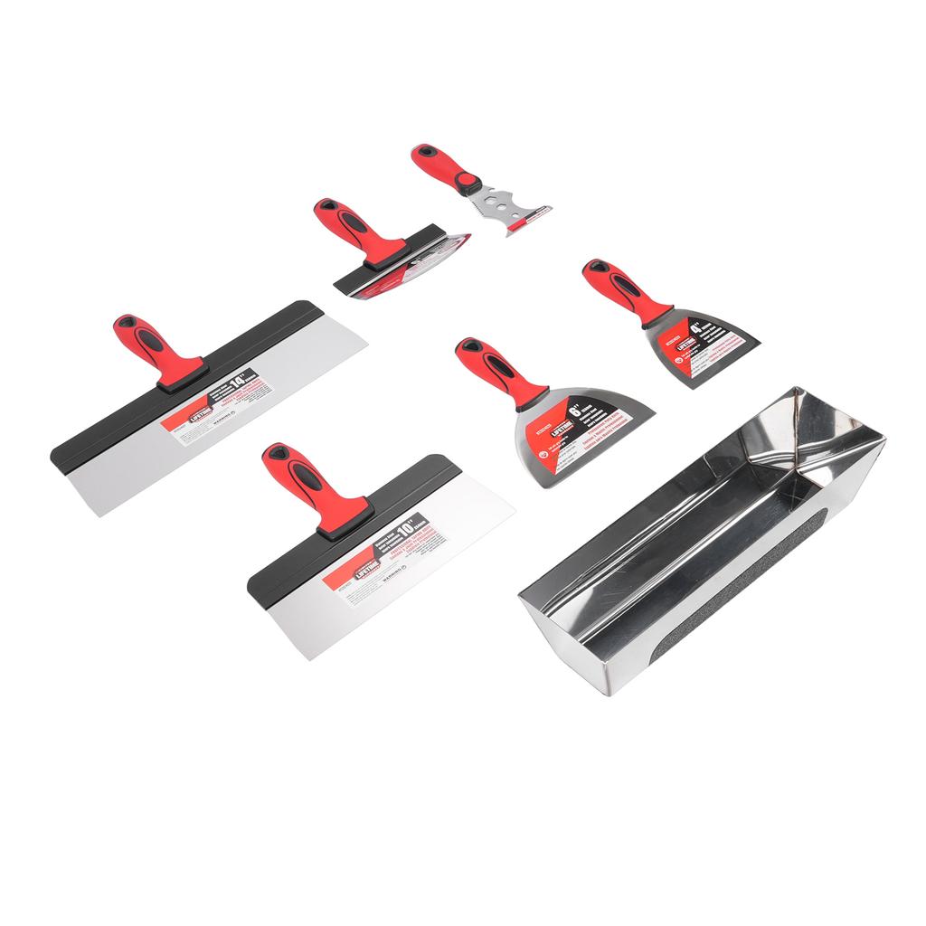 12in Drywall Finishing Hand Tool Kit Stainless Steel Paint Scraper with Mud Pan Drywall Tool Set