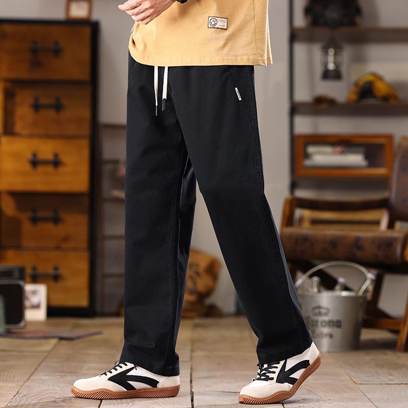 Freizeithose aus reiner Baumwolle für Herren für Frühling, Herbst und Winter Neuer Stil Schmale Version Drapierend Verlängert bis zum Boden Gerade Vielseitige Hose für Herren