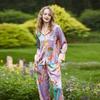New Pajamas Women's Home Wear Lapel Long-sleeved Trousers Spring and Autumn Satin Ice Silk Suit