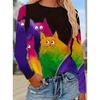3D Floral Printed Long Sleeve T Shirt Women Fashion Round Neck Top Holiday Weekend