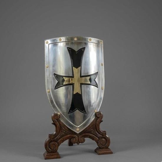 18 Gauge Steel Knight Shield: Templar Crusader Armor, Battle Ready Display, Medieval Wall Decor