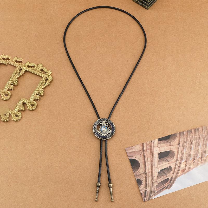 Turquoise Cowboy Bolo Tie Wax Rope Necklace for Men and Women