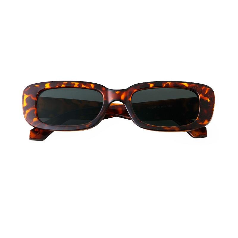 Classic Vintage Tortoiseshell Blue Rectangle Sunglasses Women Men Retro Orange Lens Narrow Sun Glasses UV  S7H