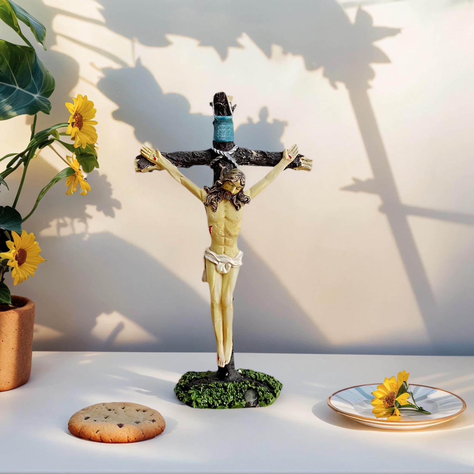 

Crucifix Statue 7.2 Inches Catholic Sculpture Resin Tabletop Home Decor for Church Living Room Bedroom Entryway Bookshelf China Mainland