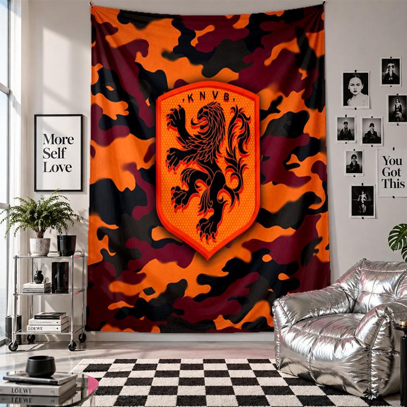 Niederlande Fußball Wandteppich Heimdekoration Wandbehang Tuch für Schlafzimmer Wohnzimmer Hintergrund