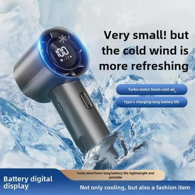 Vysokorýchlostný ručný USB nabíjateľný vonkajší mini ventilátor s digitálnym displejom