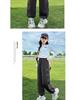 Girls' Fleece-Lined Sweatpants: Cozy Autumn/Winter Style, Thick and Versatile for Medium to Large Kids.