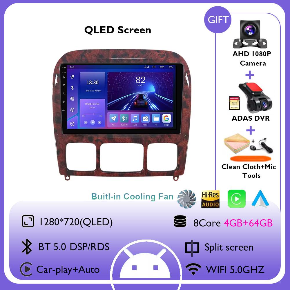 Android 14 Carplay Auto For Mercedes Benz S-Class S Class W220 VV220 1998-2005 Car Radio Navigation GPS Multimedia Video Player