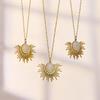 5A Zircon Sun Pendant Necklace, 18k Gold-Plated Stainless Steel
