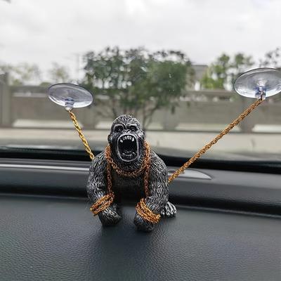 Decorazione da cruscotto auto gorilla con base antiscivolo - design ruggito radicale accessori interni, ornamenti in plastica resistente per piani d'appoggio auto, decorazione