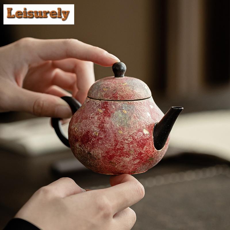 135ML Ręcznie Robiony Czajnik z Ceramiki Kolorowej Mineralnej Skalnej Zen Czajnik w Kształcie Gruszki Do Herbaty Czajnik z Zaparzaczem Chiński Zestaw Do Herbaty Ozdoby