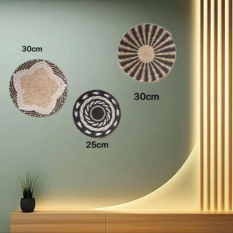 3/4/7pcs Bohemian Style Wall Basket Set Hanging Wall Basket Decoration Bohemian Style Wall Decoration Environmental Round Art