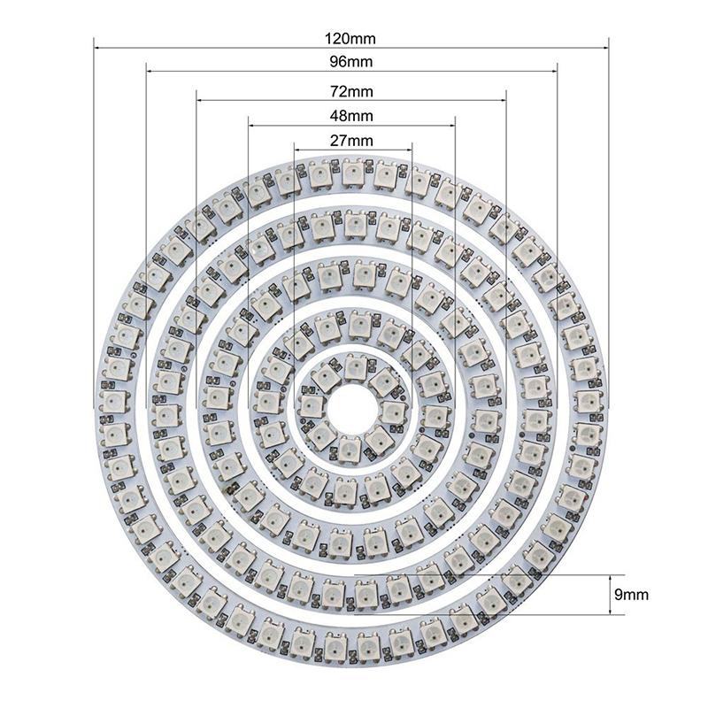 Ws2812B Addressable Led Pixel Ring 8/16/24/35/45Leds Ws2812 Rgb Led Diode Ring Color Ic Built-In Led
