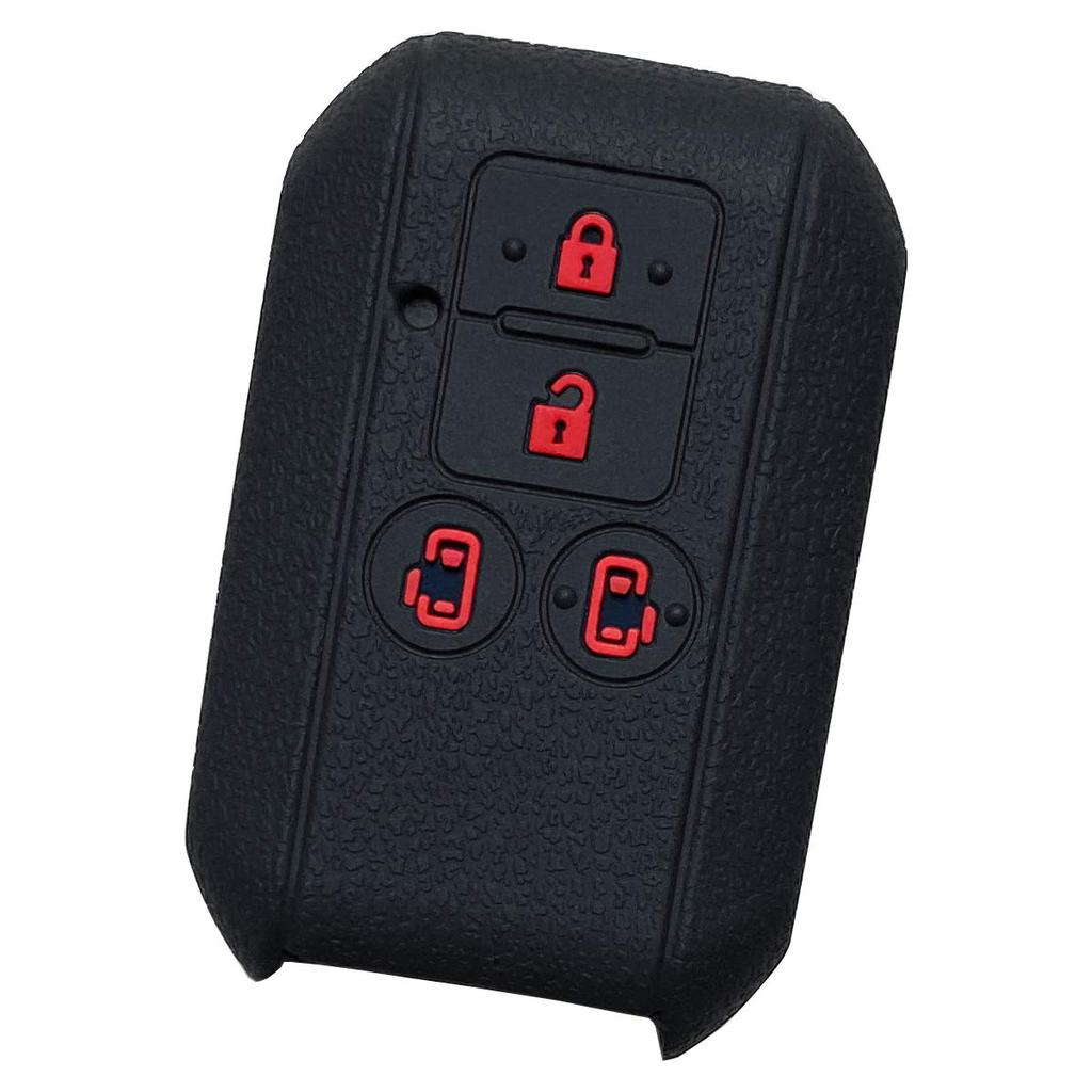 [IKT] Silicone Cover for Suzuki Car Smart Key Sliding Type 4 Buttons Black Red